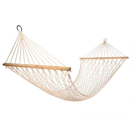 Inditradition Rope Hammock with Wooden Spreader Bars | for Single Person, 30 Inches Width (White)