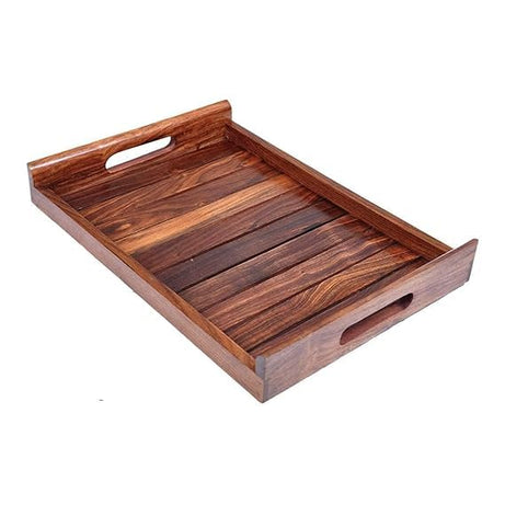 Multipurpose Handmade Wooden Tray, Serving Tray Kitchen Decorative Table Tray for Tea Coffee (Sheesham, Wood) (Rectangular, Single (11x7 Inch))