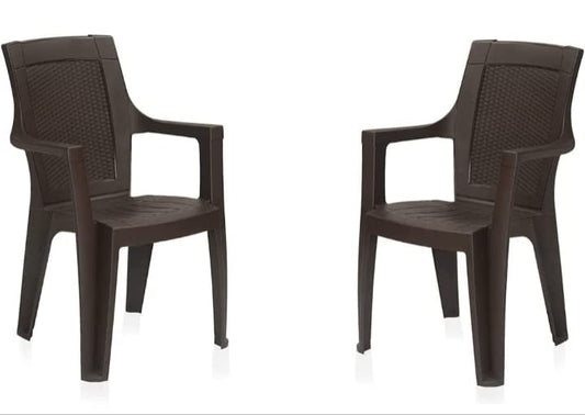 Mamtha Plastic Chair | Set Of 2 | Matt And Gloss Pattern | For Dining Room, Bedroom, Kitchen, Living Room | Bearing Capacity Up To 150Kg | Strong & Sturdy Structure, Black