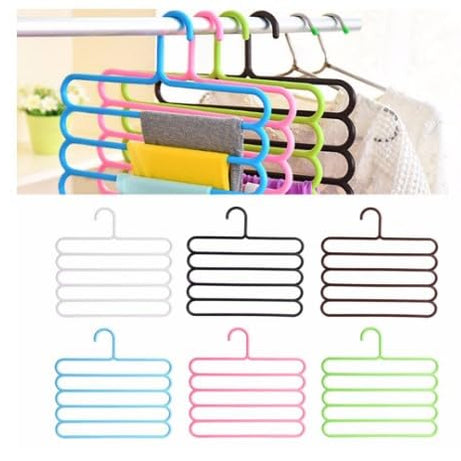 Palmate 5 Layer Multipurpose Hanger Clothes Storage Organiser Rack for Wardrobe, Shirts, Ties, Pants Space Saving Hanger, Cupboard, Strong (6)