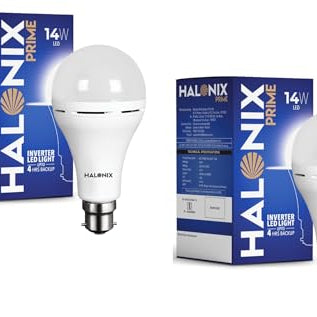 Halonix 14W Emergency Bulb | Rechargeable Emergency Bulb for Power Cuts | Backup : 4hrs | Cool Day Light | Pack of 2 | Rechargeable Emergency light |