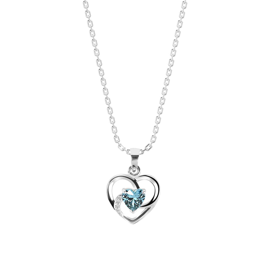 Clara 925 Sterling Silver Heart Pendant Chain Necklace | Rhodium Plated, Swiss Zirconia | Gift for Women and Girls