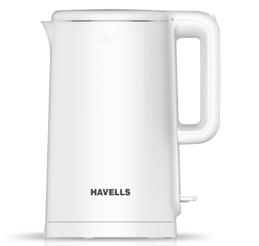 Havells Caro 1.5 litre Double Wall, 304 Stainless Steel Inner Body, Cool Touch Outer body, Wider Mouth, 2 Yr Manufacturer Warranty (White, 1250 Watt)