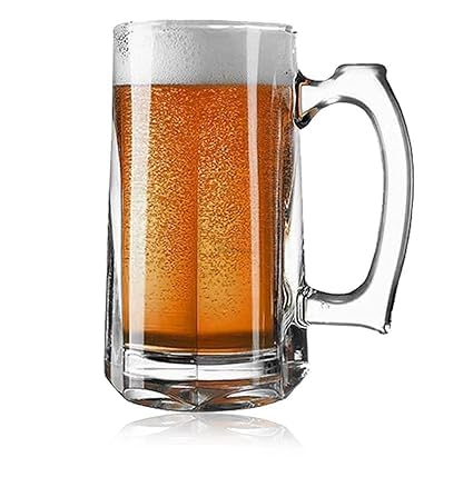 Dakshayanii Glass Beer Mugs, Set of 2, 400 ml, Full Can Size Beer Mug, Large Mug, Freeze Safe, for Bar,Alcohol,Beverages