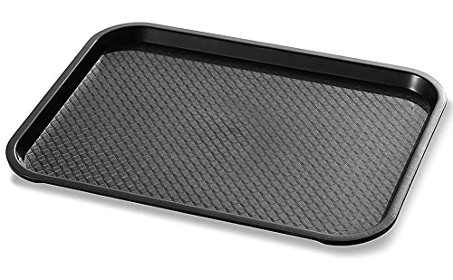 Improvhome Serving Platter/Large Tray; Made of Premium Plastic; Rectangular Shape; Length 16 Inches X Breadth 12 Inches (1 Black Tray)