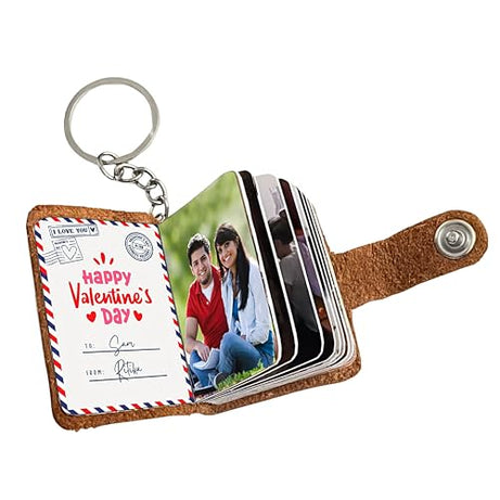 Flashing Click Personalized Leather Photo Album Keyring with 12 to 24 photo's thoughtful gift options for various occasions Birthday, Anniversary, Couple Gifts, Family Keepsakes