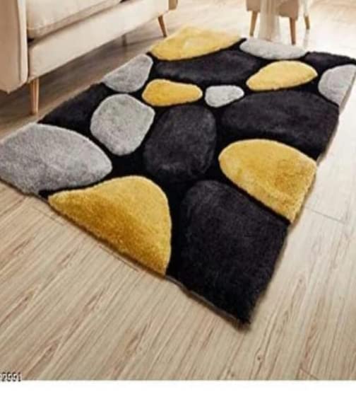 Giya Rugs Anti-Slip Microfibre 100% Polyster Bathmat Doormat |Shaggy Runner Carpet for Your Home Bedroom Livingroom Dining Hall (Yellow, 40x60 cm)