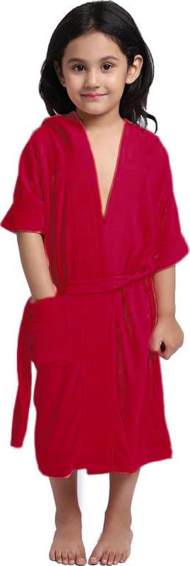 ELEVANTO bathrobe for Kids Bathrobe Set-Bathrobe for Girls||Children Hodded Bath Robe Bathrobe Gown-Ideal for Girls/bathrobe for kids boy-Children's Hooded Bath Robe -Gift for Post-Bath(MAROON)