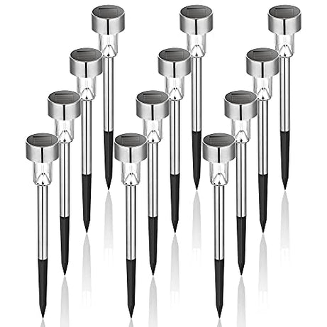 GIGALUMI Solar Lights Outdoor Garden Led Light Landscape / Pathway Lights Stainless Steel-12 Pack