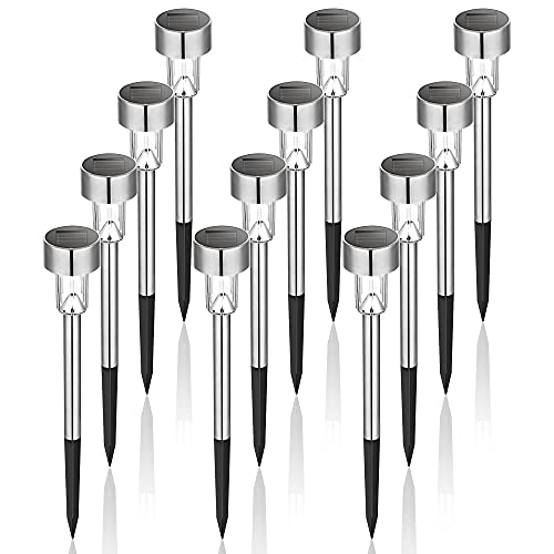 GIGALUMI Solar Lights Outdoor Garden Led Light Landscape / Pathway Lights Stainless Steel-12 Pack