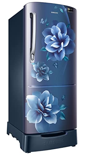 Samsung 183 L, 3 Star, Digital Inverter, Direct-Cool Single Door Refrigerator (RR20C1823CU/HL, Camellia Blue, Base Stand Drawer, 2023 Model)