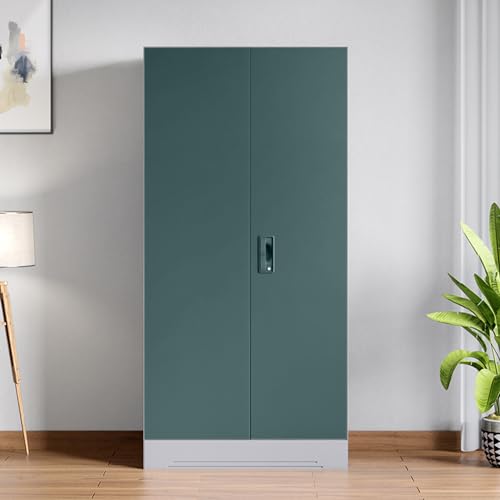 GODREJ INTERIO Slimline 2-Door Steel Almirah (Tex Sea Pine) (1-Year Warranty, 1 Locker, 6 Shelves)