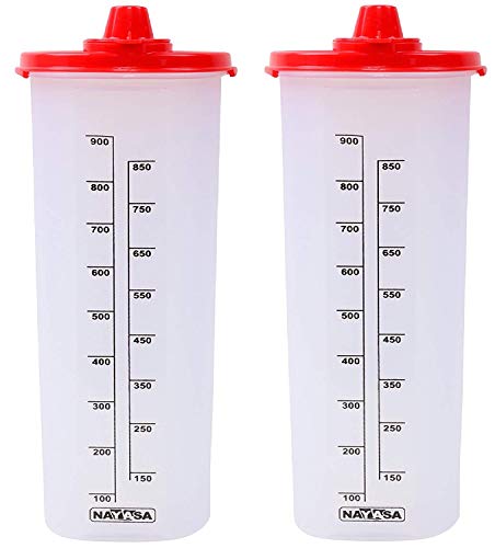 Nayasa Plastic Oil Dispenser 1000 ml Set of 2 Red