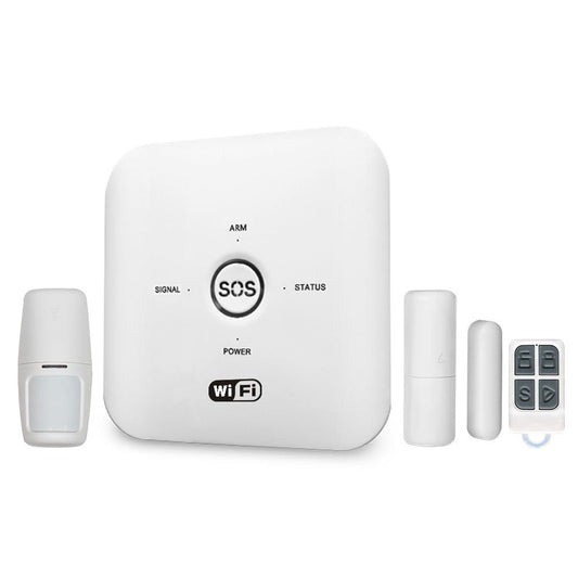 TECHDASH Wireless Smart Security Alarm System with Remote Tag, Motion Sensor & Door Sensor, SMS/Phone Alerts, WiFi & GSM Sim Connection and Tuya App Control