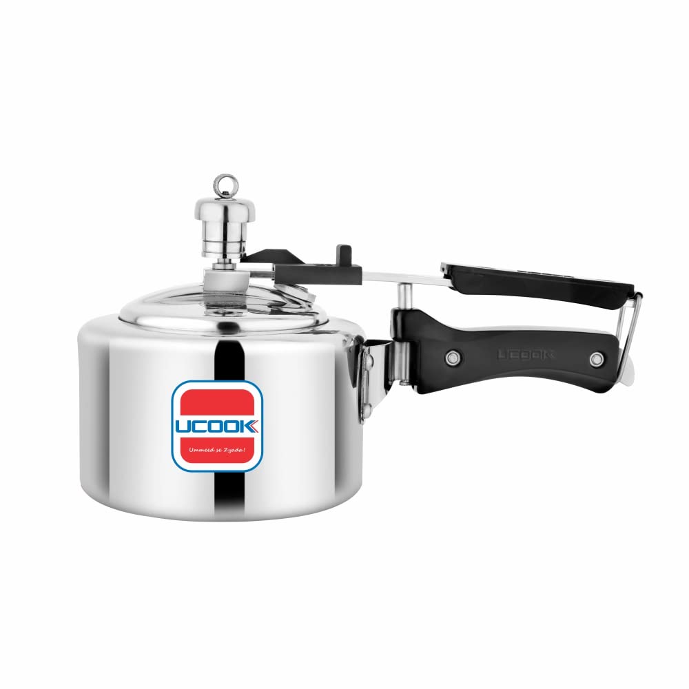 UCOOK By UNITED Ekta Engg. Chhotu 1 Litre Induction Inner Lid Aluminium Pressure Cooker, Silver