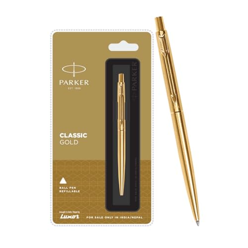 Parker Classic Gold Ball Pen| Ink Color - Blue | Gift For Employees | Leading Pen For Entrepreneurs