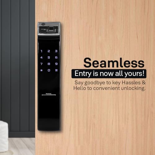 Yale YDM 4109 Roller Latch Smart Door Lock with Biometric, Pin, Mechanical Keys & App Enabled Access, Bluetooth & WiFi Optional, without Lever Handle, Color- Black