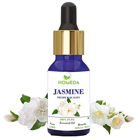 Homeda Jasmine Essential Oils for Home Fragrance (15 ml), Diffuser, Pooja Original, Jasmine Oil 100% Pure for Skin, Face, Hair