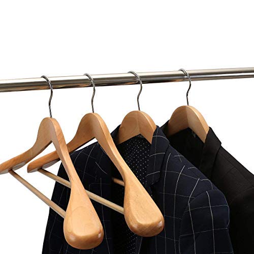 Ash & Roh Set of 6 Premium Finished Wooden Suit Hangers - Wide Wood Hanger for Coats and Pants (Beige)