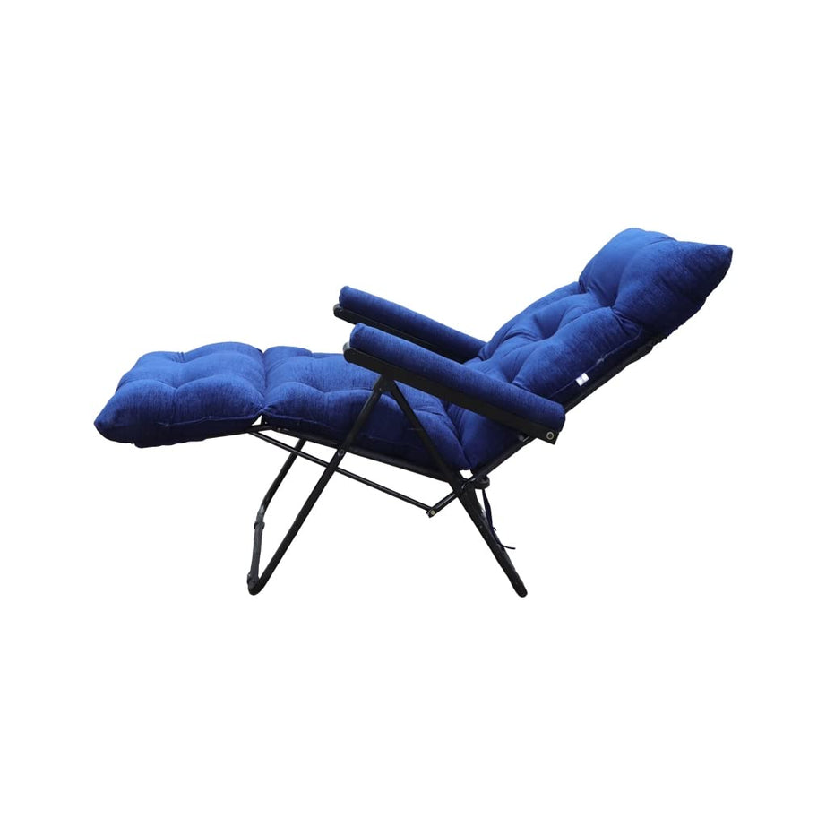 Spacecrafts Recliner Folding Easy Chair | 5 Adjustable Postions | Cushioning | Portable & Space Saving Easy Chair For Home Relax Old Age | Dark Blue - Mild Steel