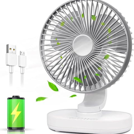 Rylan 4000mAh Rechargeable Desk Fan, Portable Table Fan,USB Fan, USB Battery Powered Quiet Personal Fan,4 Speed for Home Office Travel