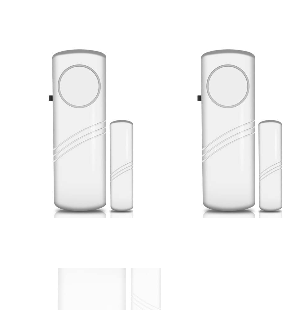 Cezo Wireless Door Window Open Alert Home Security System Siren/Alarm, Standard Size, White (2)