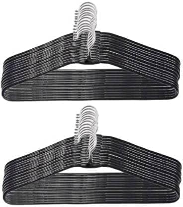 DECOFOLD Black Pack of 20 Hangers Great Selection of Heavy Stainless Steel Cloth Hanger with Plastic Coating, Hangers