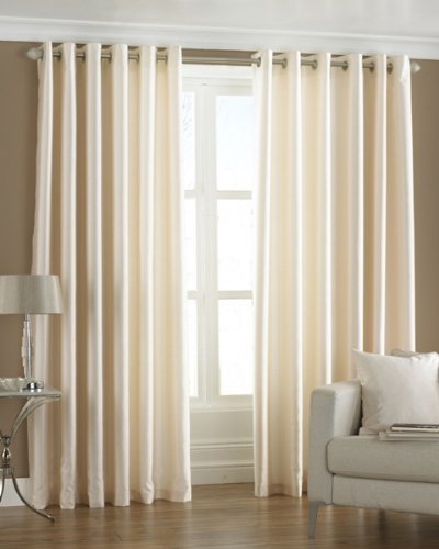 Exporthub 2 Piece Eyelet Polyester Door Curtain Set - 7ft, Cream