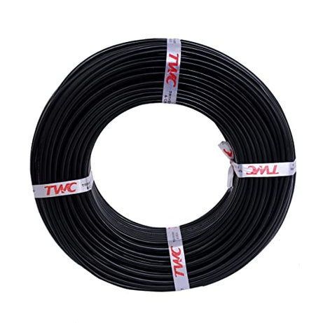 TWC Lite Single Core Electrical Wire |Black, 90 Meter, 0.75 SQ.MM. |PVC electrical insulated copper wire | Cable for Domestic & Industrial Connection purpose | Flame Resistant |