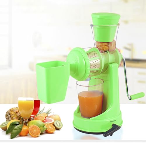 Floraware Food Safe Plastic Hand Fruit & Vegetable Juicer with Steel Handle (Green)