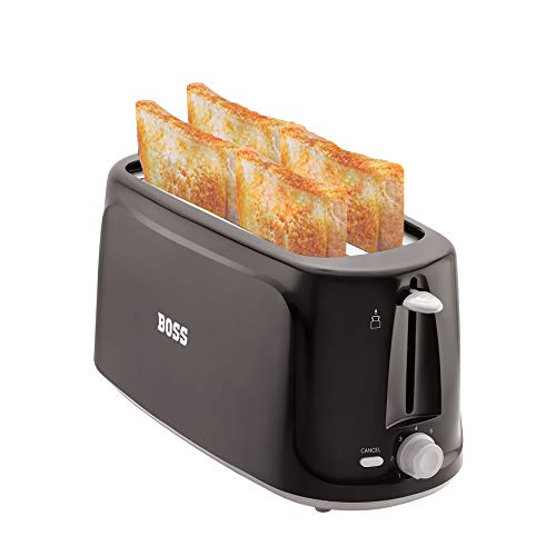 Boss Eden 1100-Watt 4 Slice Automatic Pop-Up Toaster (Black) - 1100 Watts