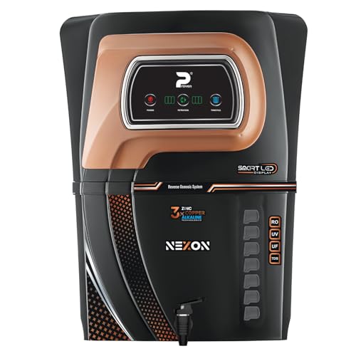 Proven® Nexon ISI Approved Zinc Copper Alkaline Smart Urban Aqua with LED | 2500 TDS | RO+UV+UF+TDS Taste Adjuster | Water Purifier for Home | Made in India | Fully Automatic