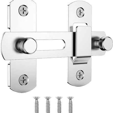 Cheshu Enterprise Stainless Steel Door Lock Hardware, Bar Flip Latch Safety Door Bolt Lock, Sliding Door Barn Latch Lock Suitable for Garden, Bathroom, Outdoor, Garage, Window, Coop | Pack of 1