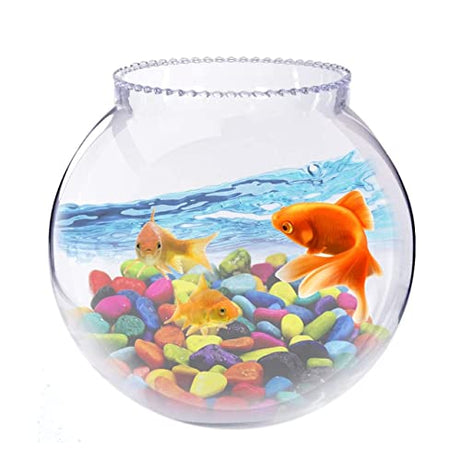 URBAN MOON Crystal Clear Zig Zag Neck Bowl Aquarium, Round Collar Vase, Fish Pot for Home & Centre Table Decoration - Set of 1 Piece (Size:- 8 Inches)