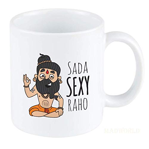 Bhumiyaan Sada Sexy Raho Attractive Funny Special Quotes With Beautifull Image Printed Ceramic White Coffee Mug Best Gift For Birthday Friends Brother Girlfriend, 0.35 liter