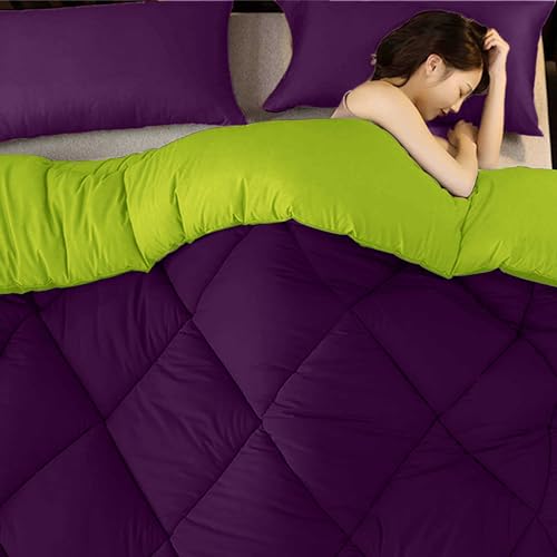 JaipurFabric Microfiber Solid Double Bed Comforter || Quilt||AC Blanket|| Dohar for AC Room & Winter Season (Colour:- Purple Green)