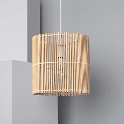 AKWAY bamboo hanging light for living room cane pendant light rattan lamp for hanging bamboo ceiling lamp for home decoration (9"x 10")