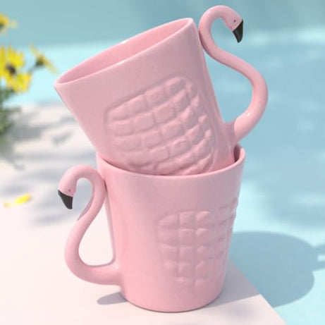 The Earth Store Pink Flamingo Coffee Mug 320ml Each Capacity, Microwave & Dishwasher Safe, Coffee Mug for Gift | Ideal for Coffee, Tea, and More Ceramic Coffee Mug Set of 2