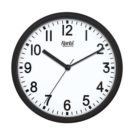 Ajanta Quartz Step Movement Plastic Wall Clock (Black) - Analog, 22 Cm