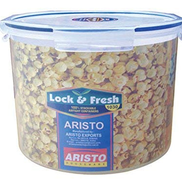 ARISTO Plastic Air Tight Kitchen Container/Box with Dry Storage System, 5000 ml, Clear, (22(D) x 19 CM)