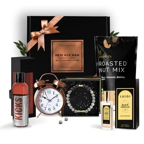 5 Senses Co. Luxury Gift Hamper Set for Men | Sensory Experience with Truly Useful Gifts | Long Lasting Perfume, Bracelet & More | Birthday, Anniversary Gift for Men, Husband, Dad, Boyfriend