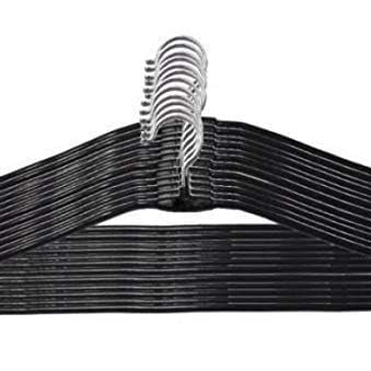 DECOFOLD Black Heavy Stainless Steel Cloth Hangers with Plastic Coating (Pack of 20)