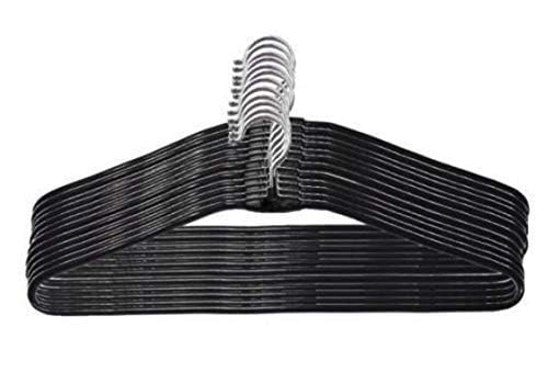 DECOFOLD Black Heavy Stainless Steel Cloth Hangers with Plastic Coating (Pack of 20)