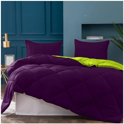 JaipurFabric Microfiber Solid Double Bed Comforter || Quilt||AC Blanket|| Dohar for AC Room & Winter Season (Colour:- Purple Green)