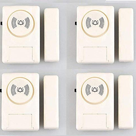 NAVKAR SYSTEMS Wireless Door Window Open Alert Home Security System Siren/Alarm, Standard Size, White - Set of 4 Nos Sensors