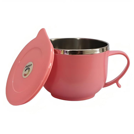 SH Plastics Stainless Steel Soup Bowl 500 ml with Lid |Coffee,Tea,Milk Mug|Airtight & Leak Proof Bowl|Coffee Cup|Travel Mug (Pink)