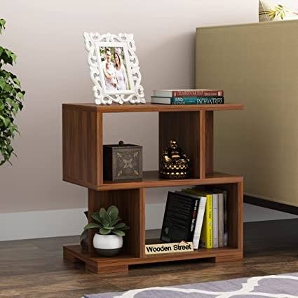 TAKME Engineered Wood Bed Side Table/Sofa Side Table/End Table/Books Storage Organizer/Corner Table/Corner Stand for Living Room Bedroom Office (Matte Finish) (Wenge)