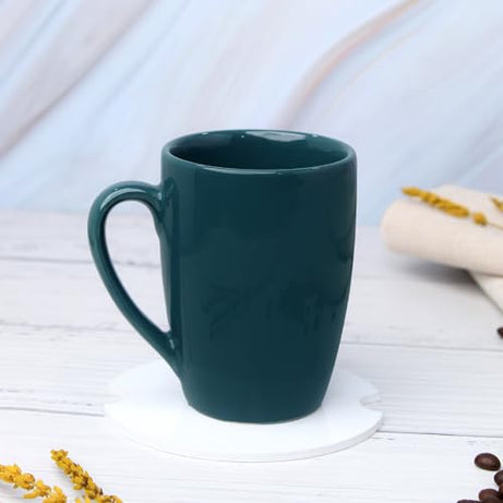 Emble by Vola Vivid Peacock Blue Porcelain Tea & Coffee Mug-230ml Microwave Safe | Home & Office Use | Kitchen & Dining Luxury Tableware | Ideal for Gifting |