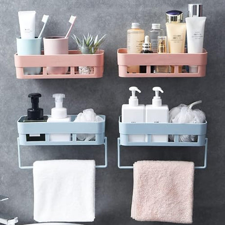 Claiez Plastic Bathroom Accessories 1 Pack, Bathroom Organizer, Bathroom Rack, Bathroom Shelf for Wall, Bathroom Stand, Self Adhesive Bathroom Shelf, Washroom Accessories, Bathroom Racks and Shelves