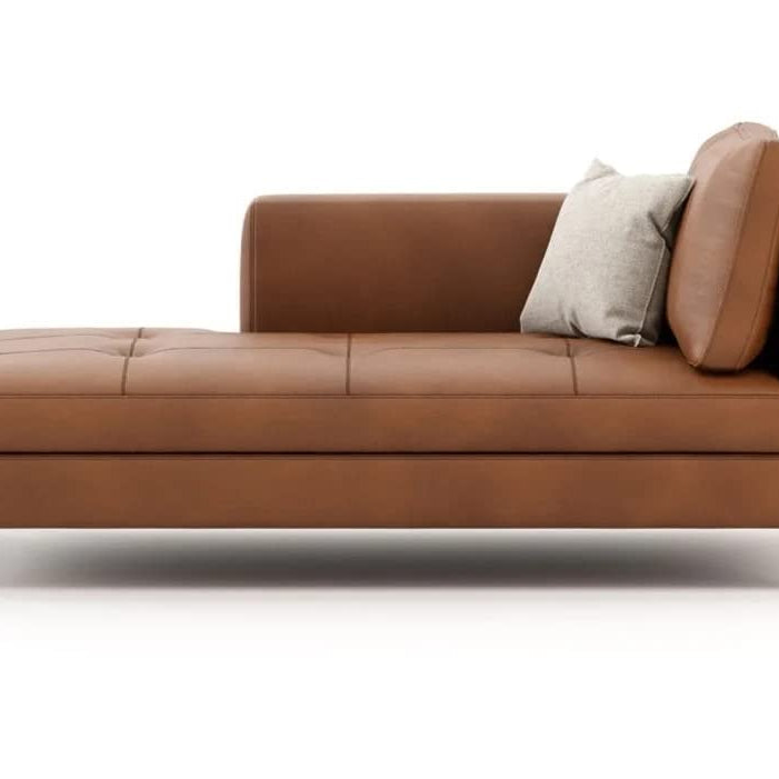 MODERN WAVE Karin Leatherette Chaise Lounge Day Bed Sofa Bench 3 Seater Diwan Couch Sectional Lounger Entryway Living Room Office Bedroom (Camel Brown). 3-Person Sofa